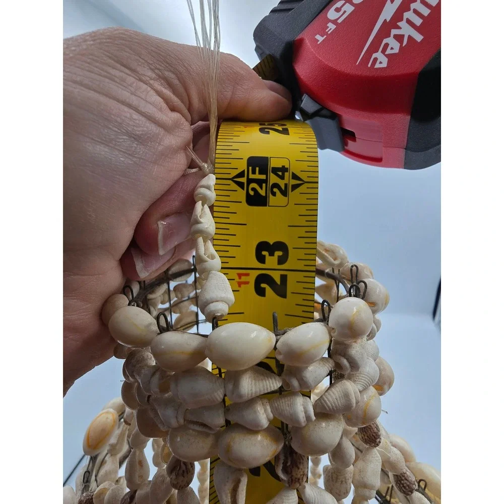 Seashell Wind Chime Hanging Mobile OS White Blue Good Coastal Boho
